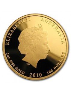AUSTRALIA 2010 $100 LUNAR SERIES II - YEAR OF THE TIGER 1 OZ GOLD PROOF COIN
