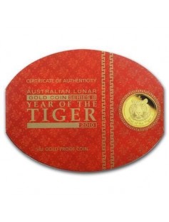 AUSTRALIA 2010 $100 LUNAR SERIES II - YEAR OF THE TIGER 1 OZ GOLD PROOF COIN