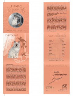 Fiji 2013 Fluffy Cat IV Birman Sacred Cat Dogs & Cats 1 Oz Proof Silver Coin