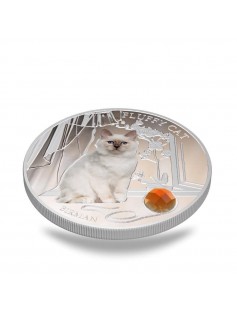 Fiji 2013 Fluffy Cat IV Birman Sacred Cat Dogs & Cats 1 Oz Proof Silver Coin
