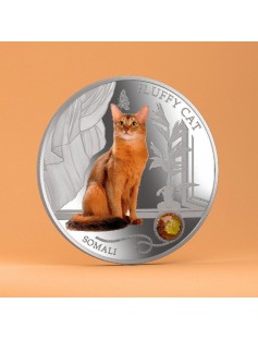 Fiji 2013 Fluffy Cat II Somali Dogs & Cats Series 1 Oz Proof Silver Coin