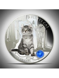 Fiji 2013 Fluffy Cat AMERICAN CURL Dogs & Cats 1 Oz Proof Silver Coin