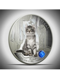 Fiji 2013 Fluffy Cat AMERICAN CURL Dogs & Cats 1 Oz Proof Silver Coin