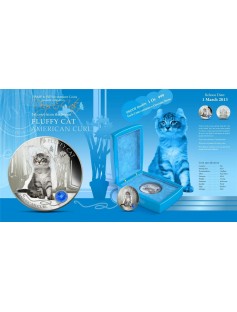 Fiji 2013 Fluffy Cat AMERICAN CURL Dogs & Cats 1 Oz Proof Silver Coin