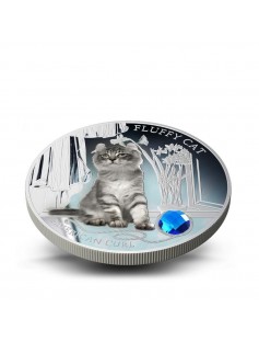 Fiji 2013 Fluffy Cat AMERICAN CURL Dogs & Cats 1 Oz Proof Silver Coin